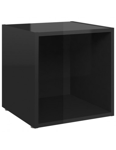 Mobili Porta TV 4pz Nero Lucido 37x35x37 cm Legno Multistrato