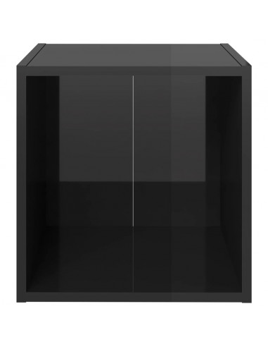 Mobili Porta TV 4pz Nero Lucido 37x35x37 cm Legno Multistrato