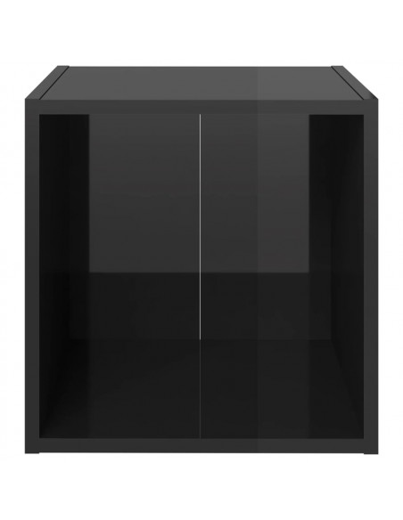 Mobili Porta TV 4pz Nero Lucido 37x35x37 cm Legno Multistrato