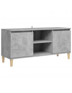 Mobile TV con Gambe in Legno Grigio Cemento 103,5x30x50 cm 2
