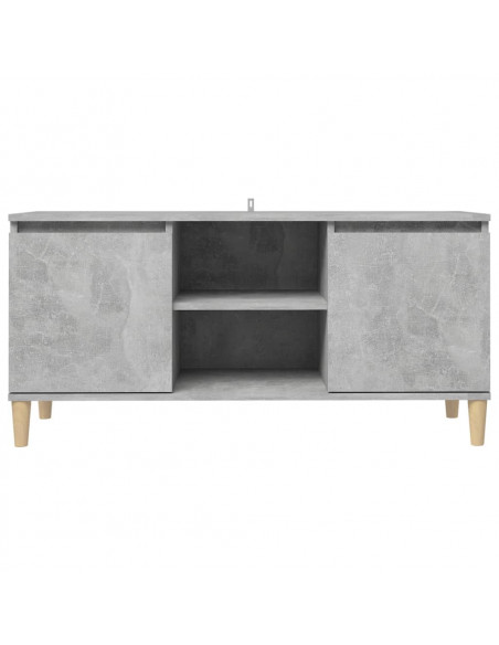 Mobile TV con Gambe in Legno Grigio Cemento 103,5x30x50 cm