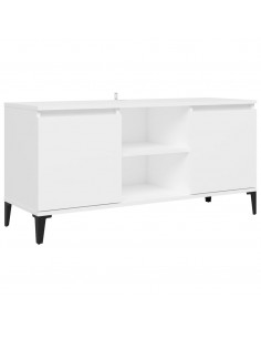 Mobile TV con Gambe in Metallo Bianco 103,5x30x50 cm 2
