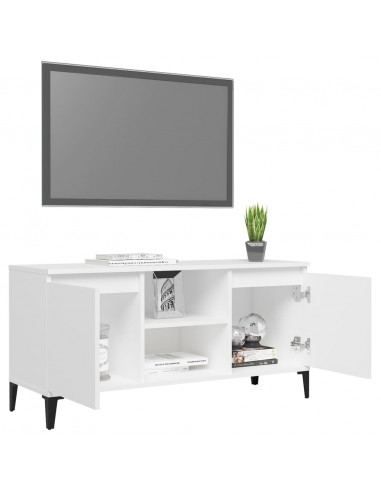 Mobile TV con Gambe in Metallo Bianco 103,5x30x50 cm