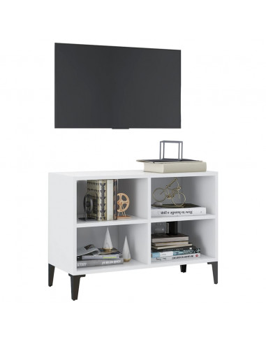 Mobile TV con Gambe in Metallo Bianco 69,5x30x50 cm