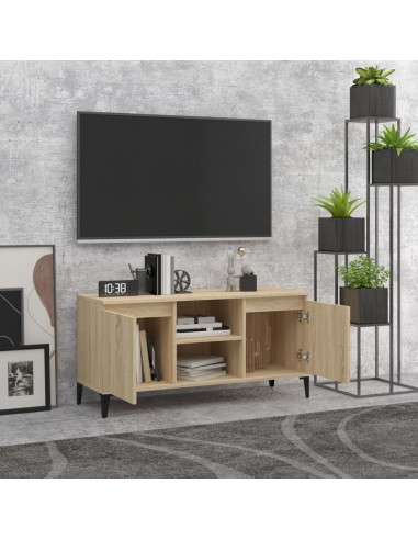 Mobile TV con Gambe in Metallo Rovere Sonoma 103,5x35x50 cm