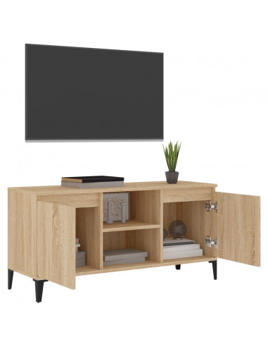 Mobile TV con Gambe in Metallo Rovere Sonoma 103,5x35x50 cm