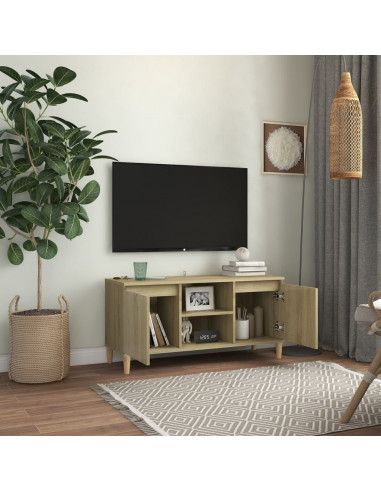Mobile TV con Gambe in Legno Rovere Sonoma 103,5x30x50 cm