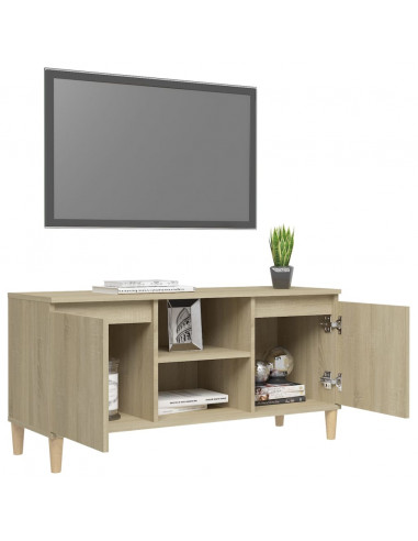 Mobile TV con Gambe in Legno Rovere Sonoma 103,5x30x50 cm
