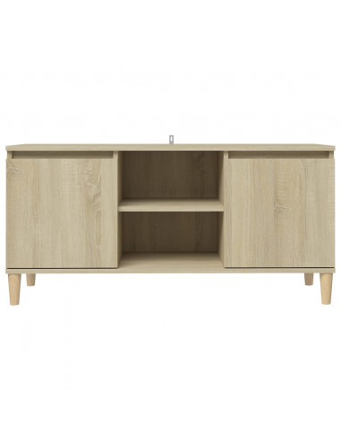 Mobile TV con Gambe in Legno Rovere Sonoma 103,5x30x50 cm
