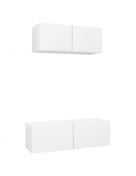 Set Mobili Porta TV 2 pz Bianco in Legno Multistrato