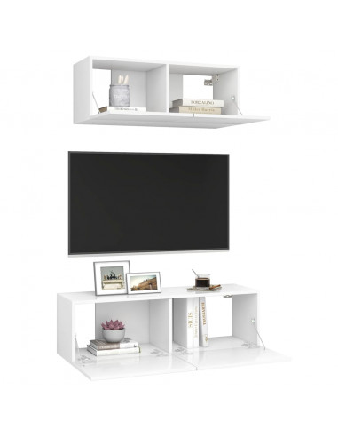 Set Mobili Porta TV 2 pz Bianco in Legno Multistrato