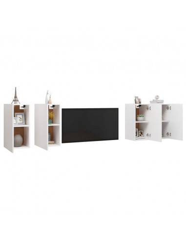 Mobili Porta TV 4 pz Bianchi 30,5x30x60 cm in Legno Multistrato