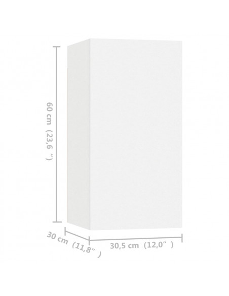 Mobili Porta TV 4 pz Bianchi 30,5x30x60 cm in Legno Multistrato