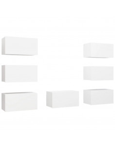 Mobili Porta TV 7 pz Bianchi 30,5x30x60 cm in Legno Multistrato 2