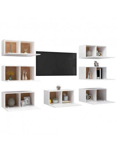 Mobili Porta TV 7 pz Bianchi 30,5x30x60 cm in Legno Multistrato