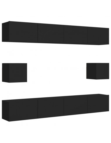 Set di Mobili Porta TV 6 pz Nero in Legno Multistrato