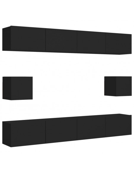 Set di Mobili Porta TV 6 pz Nero in Legno Multistrato