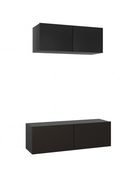 Set di Mobili Porta TV 2 pz Nero in Legno Multistrato