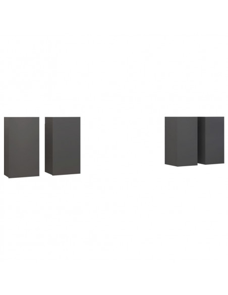 Mobili Porta TV 4 pz Grigi 30,5x30x60 cm in Legno Multistrato