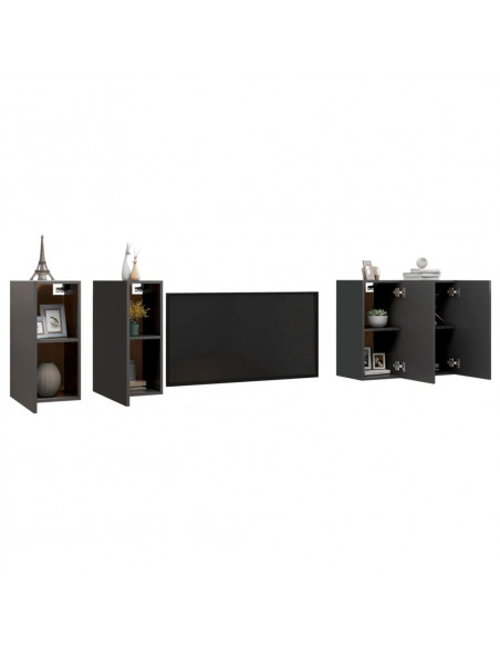 Mobili Porta TV 4 pz Grigi 30,5x30x60 cm in Legno Multistrato