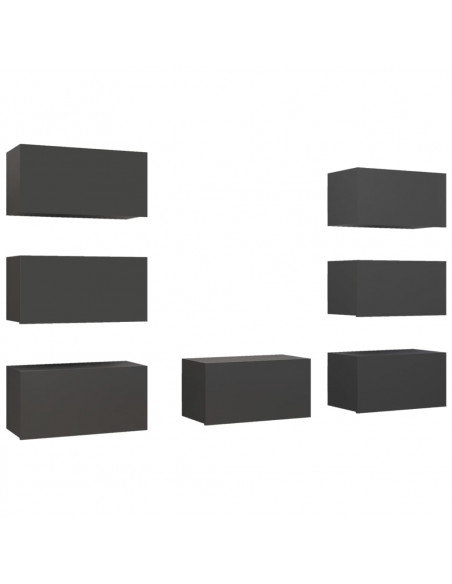 Mobili Porta TV 7 pz Grigi 30,5x30x60 cm in Legno Multistrato