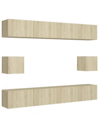 Set di Mobili Porta TV 6 pz Rovere Sonoma in Legno Multistrato