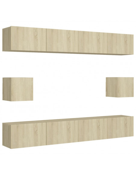 Set di Mobili Porta TV 6 pz Rovere Sonoma in Legno Multistrato