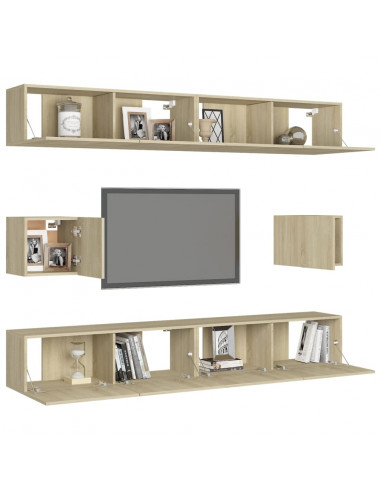Set di Mobili Porta TV 6 pz Rovere Sonoma in Legno Multistrato