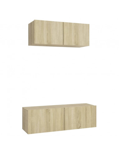 Set di Mobili Porta TV 2 pz Rovere Sonoma in Legno Multistrato