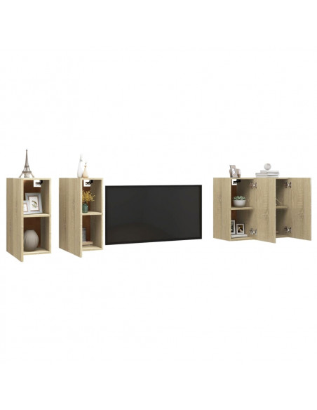 Mobili TV 4 pz Rovere Sonoma 30,5x30x60 cm in Legno Multistrato