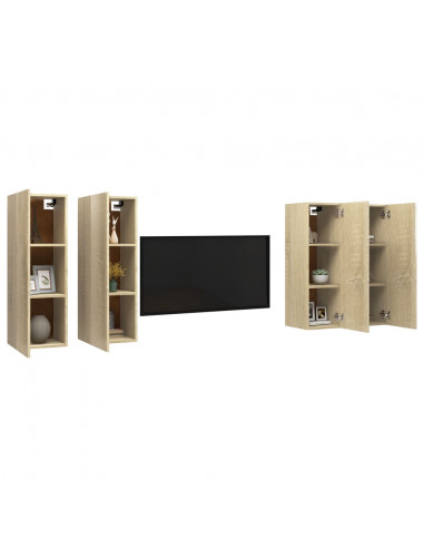 Mobili TV 4 pz Rovere Sonoma 30,5x30x90 cm in Legno Multistrato