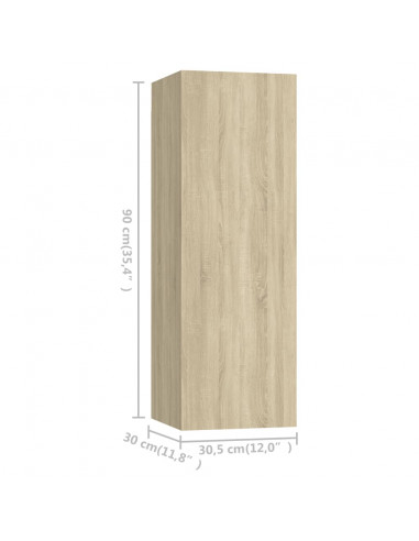 Mobili TV 4 pz Rovere Sonoma 30,5x30x90 cm in Legno Multistrato