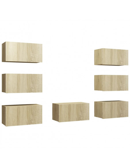 Mobili TV 7 pz Rovere Sonoma 30,5x30x60 cm in Legno Multistrato