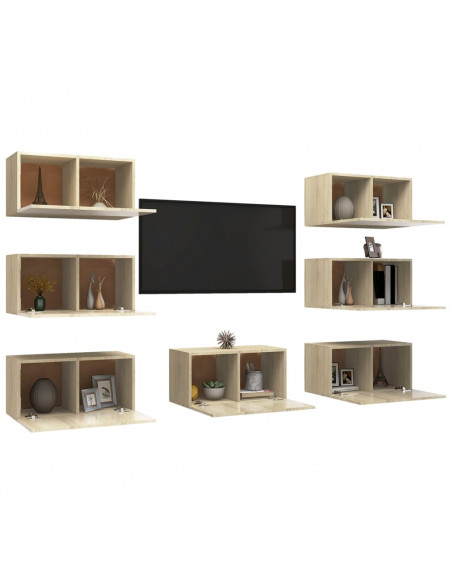Mobili TV 7 pz Rovere Sonoma 30,5x30x60 cm in Legno Multistrato