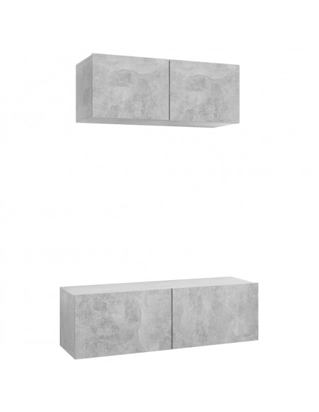 Set di Mobili Porta TV 2 pz Grigio Cemento in Legno Multistrato