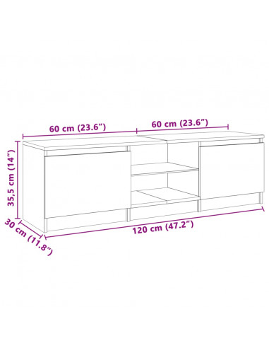 Mobile Porta TV con Luci LED Bianco 120x30x35,5 cm