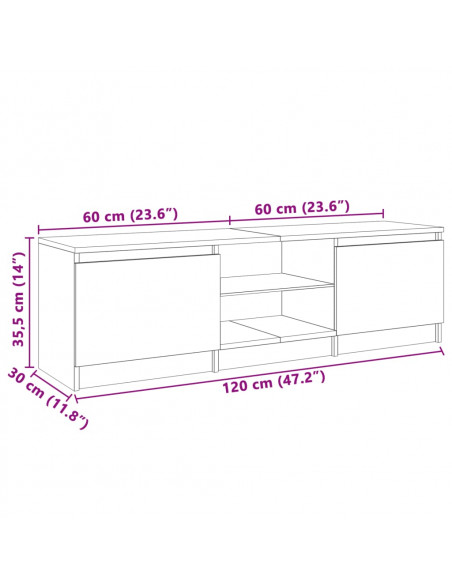 Mobile Porta TV con Luci LED Bianco 120x30x35,5 cm
