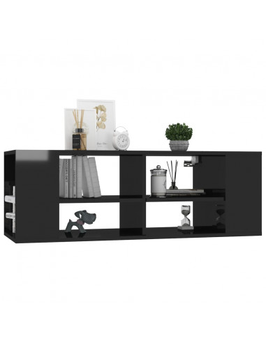 Mobile TV da Parete Nero Lucido 102x35x35 cm Legno Multistrato