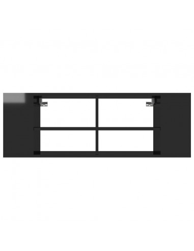 Mobile TV da Parete Nero Lucido 102x35x35 cm Legno Multistrato