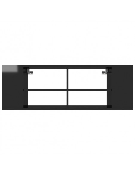 Mobile TV da Parete Nero Lucido 102x35x35 cm Legno Multistrato