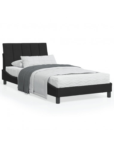 Letto con Materasso Nero 100x200 cm in Velluto