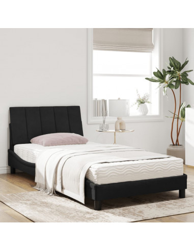 Letto con Materasso Nero 100x200 cm in Velluto