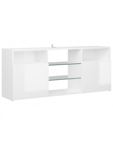 Mobile Porta TV con Luci LED Bianco Lucido 120x30x50 cm
