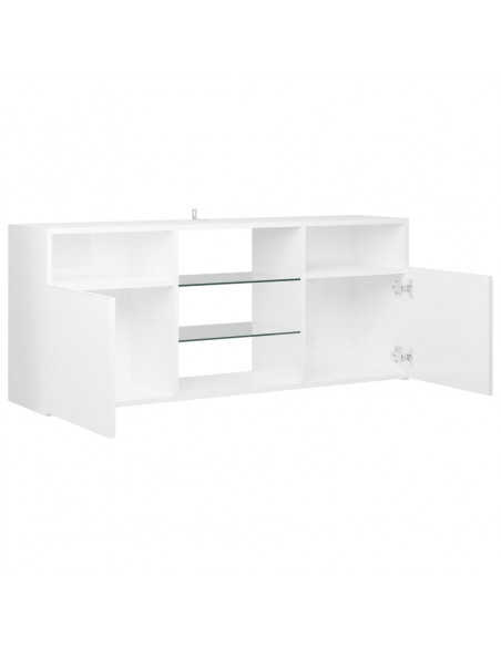 Mobile Porta TV con Luci LED Bianco Lucido 120x30x50 cm