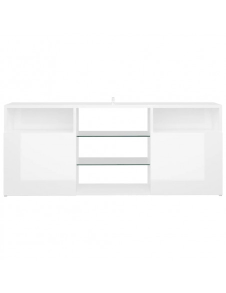 Mobile Porta TV con Luci LED Bianco Lucido 120x30x50 cm