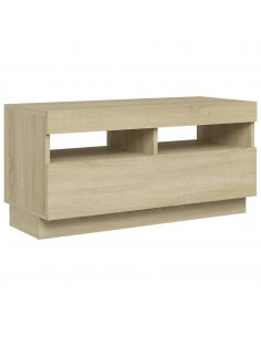 Mobile Porta TV con Luci LED Rovere Sonoma 80x35x40 cm 2