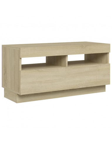 Mobile Porta TV con Luci LED Rovere Sonoma 80x35x40 cm