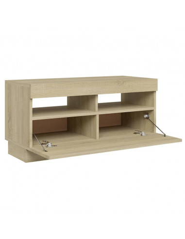 Mobile Porta TV con Luci LED Rovere Sonoma 80x35x40 cm