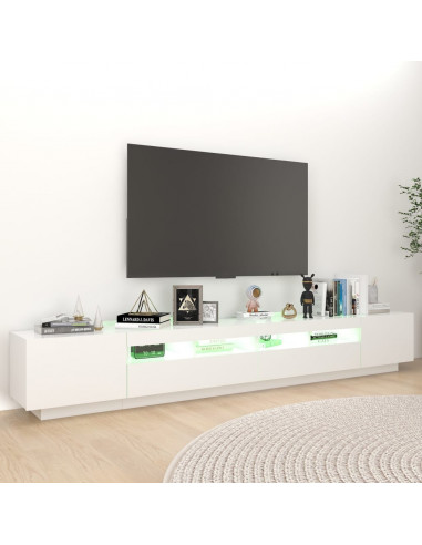 Mobile Porta TV con Luci LED Bianco 260x35x40 cm