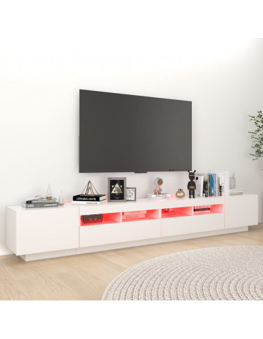 Mobile Porta TV con Luci LED Bianco 260x35x40 cm